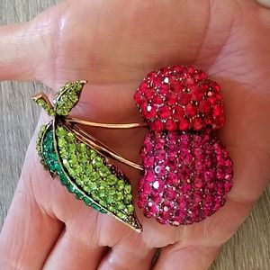 Cherries large brooch